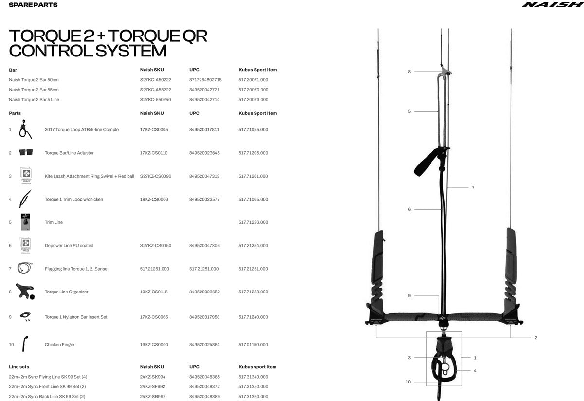 Naish 22/23 bar Torque2 + QR 55